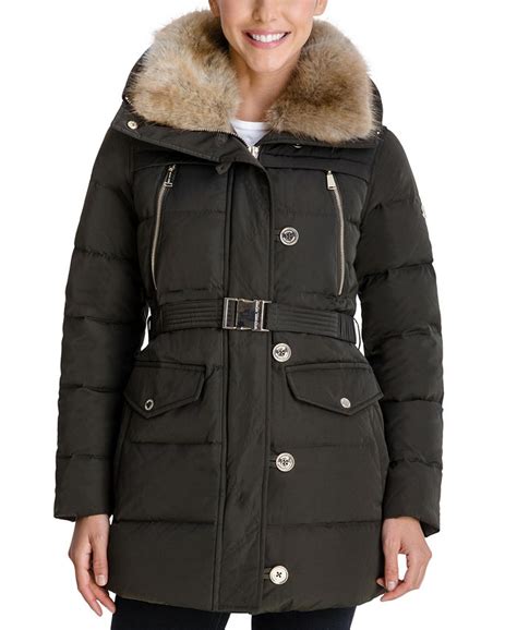 collar michael kors candado|Quilted Puffer Jacket With Faux Fur Collar .